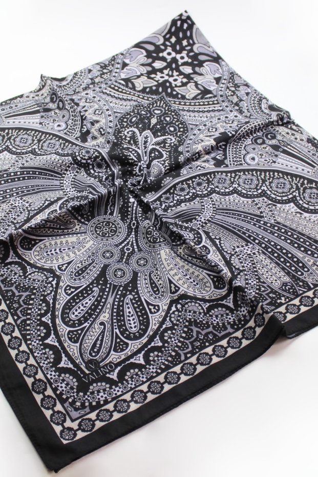 120X120 Ethnic Vintage Patterned Oversized Scarf Cotton Scarf Oversized Scarf Dark Gray