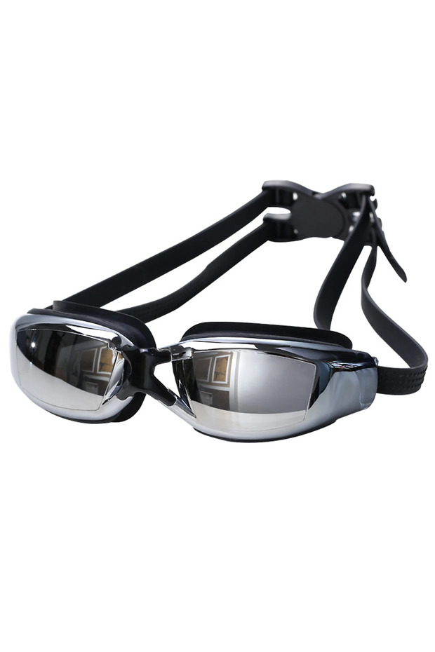 Two pairs of waterproof professional swimming goggles with safety buckles, suitable for water sports - Black