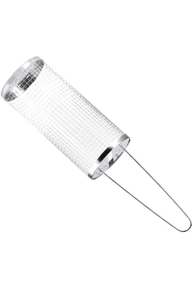 Rolling grill basket - stainless steel - for barbecue and camping - for vegetables, fish, and meat on the barbecue and grill - 37*9*9cm