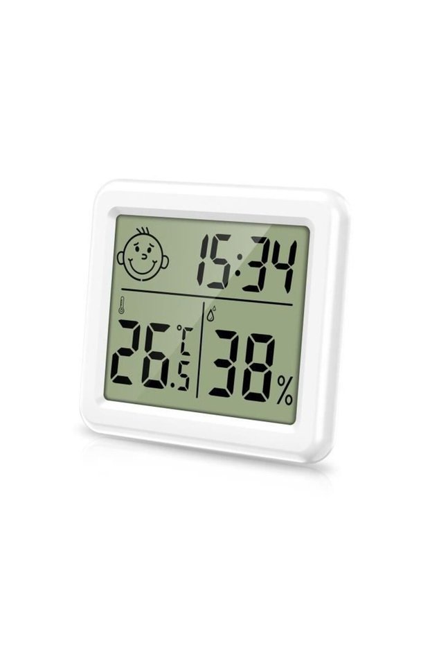 Digital thermometer and hygrometer, 3.2-inch LCD indoor temperature and humidity monitor, Celsius/Fahrenheit display, time display.