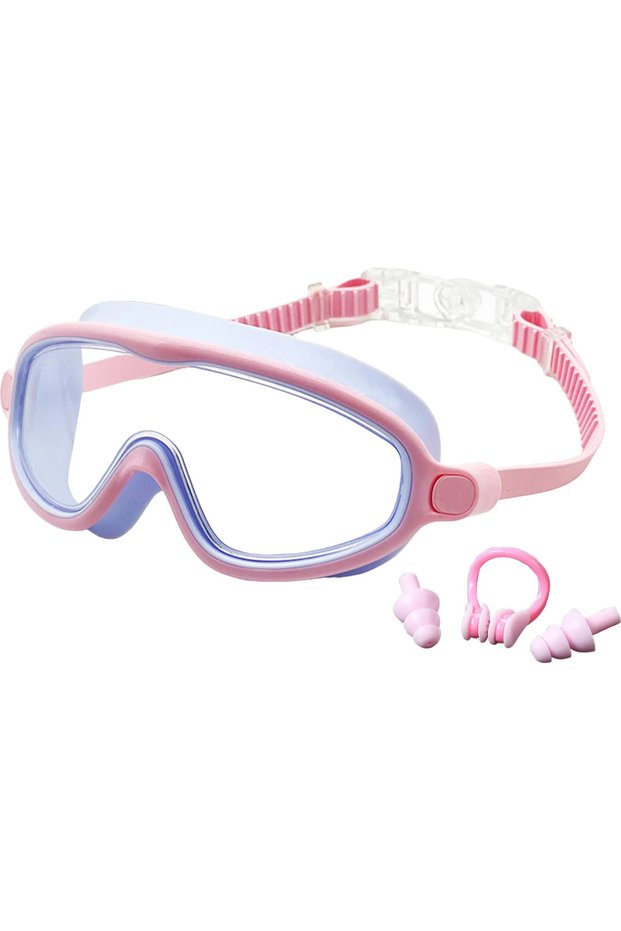 Children Swimming Goggles Anti-Fog UV Protection Leak-Proof Pool Nose Clip Earplugs for Boys Girls Teens Toddlers Ages 3-16 Light Blue