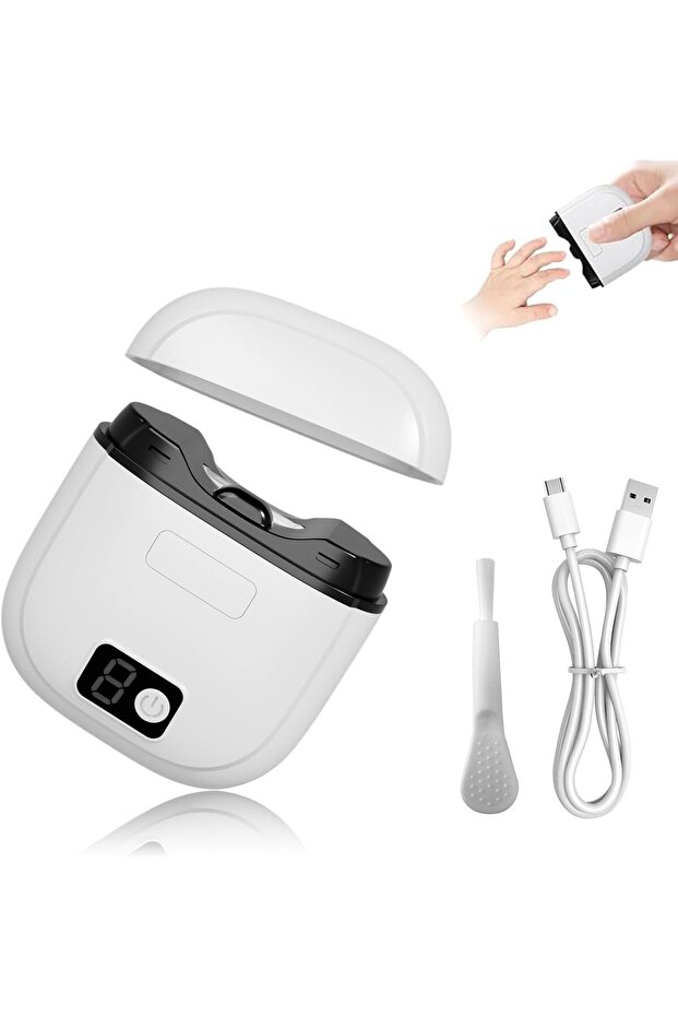 3-in-1 Rechargeable Electric Nail Trimmer with LED Display & 3 Speeds (White)