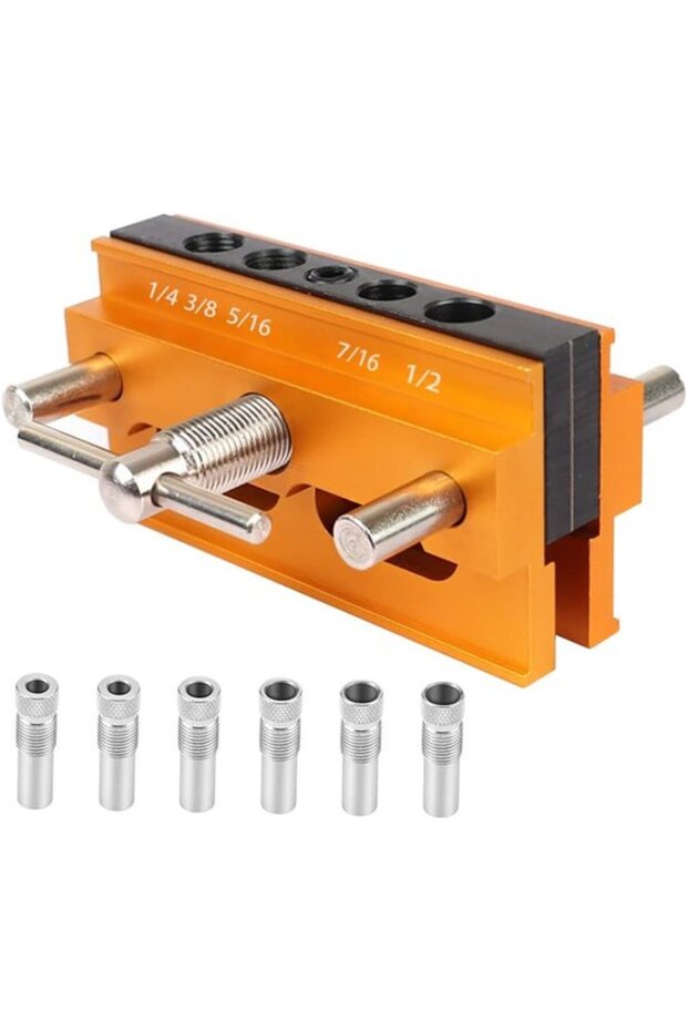 Self-centering mortise and tenon jig - drill guide finder - self-centering mortise and tenon jig for woodworking (orange)