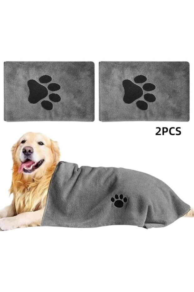 2-pack, pet towels, pet bathrobes, absorbent towels, suitable for cats and dogs, pet supplies, suitable for washing pets, gray, 50*100 cm