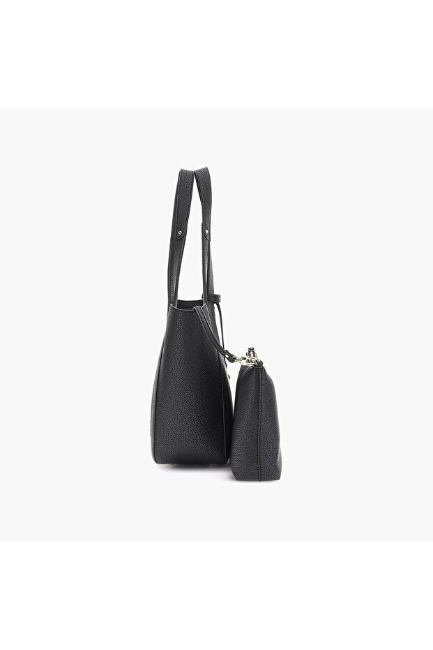 Calista Pebbled Texture Double Handle Tote Bag & Pouch with Magnetic Closure - 5