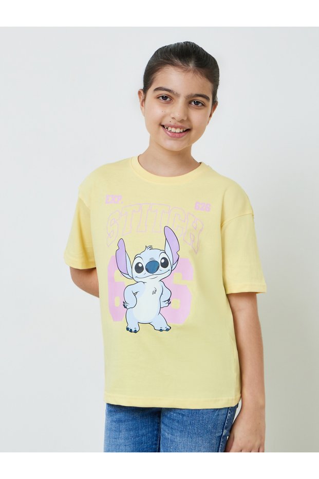 Teen Girls Yellow Lilo and Stitch Oversized T-Shirt