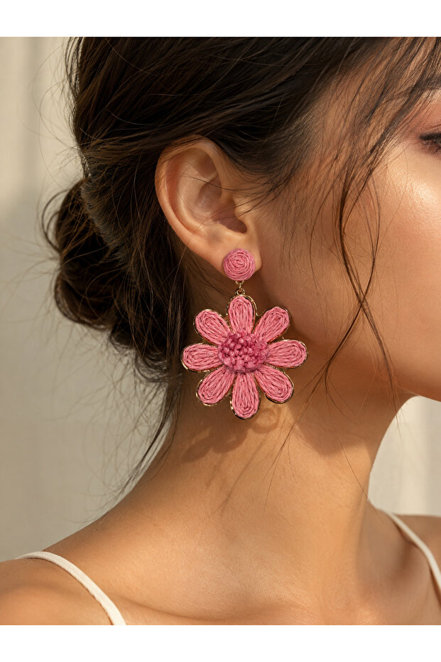 Powder Pink Straw Earrings
