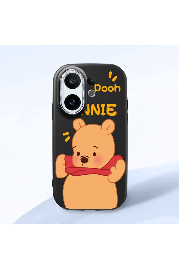 Vivo X200 Fe Compatible Case Camera Protector Black Silicone Couple Phone Case with Bear Pattern