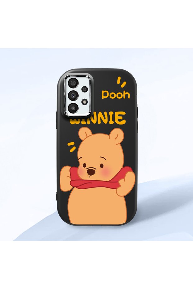 Samsung Galaxy A33 Compatible Case Camera Protector Black Silicone Couple Phone Case with Bear Pattern