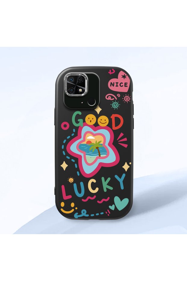Redmi 10C Compatible Case Camera Protective Black Silicone Couple Phone Case with Heart Pattern