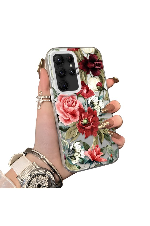 Samsung Galaxy S22 Ultra Compatible Hard Acrylic Back Silicone Edge Lens Protection Case