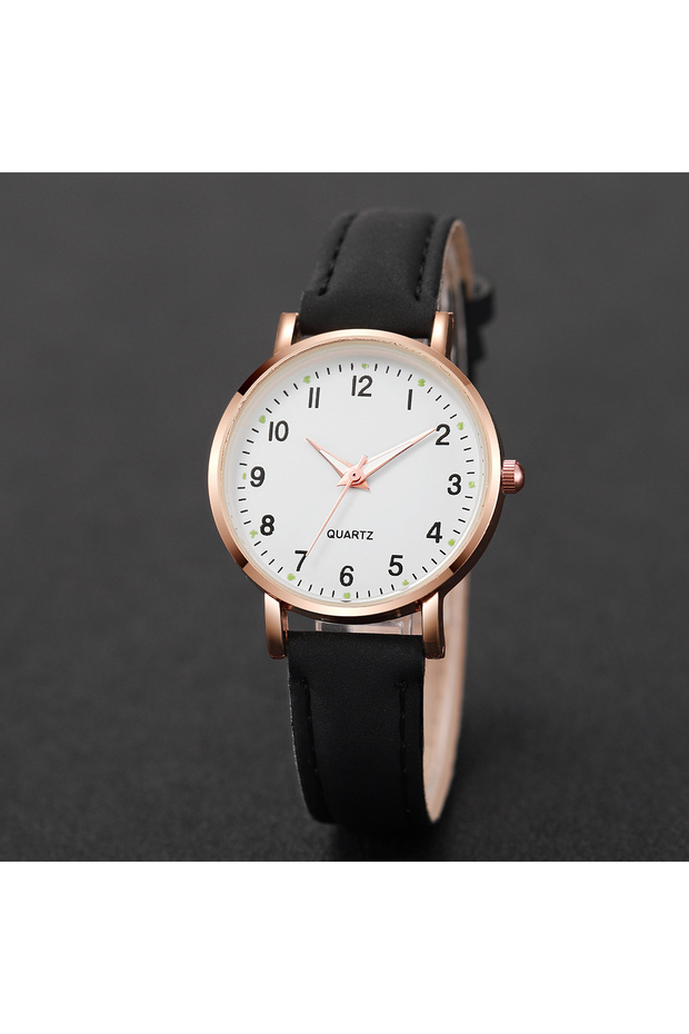 Black Fashion Women Watches Casual Arabic Dial Ladies Leather Band Quartz Watch Reloj Mujer Girls Cl