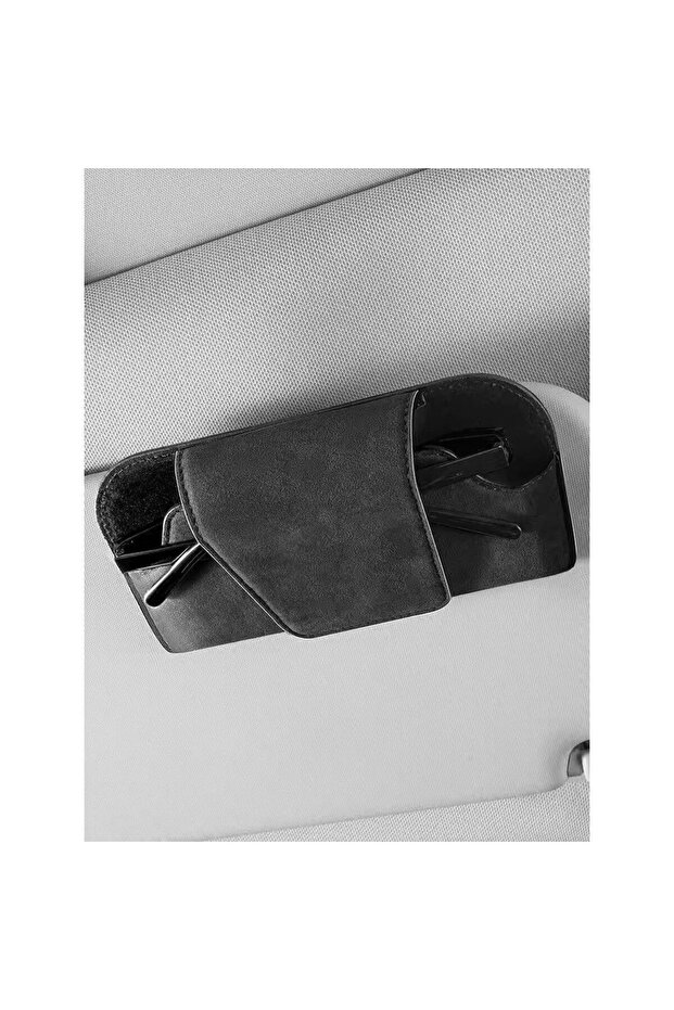 Suede black MJYIWANG Car Glasses Case Premium Suede/Leatherette Auto Sun Visor Glasses Holder Sungla