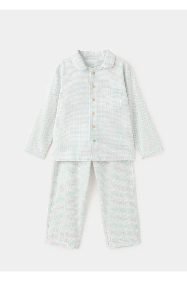 Kareli uzun pijama