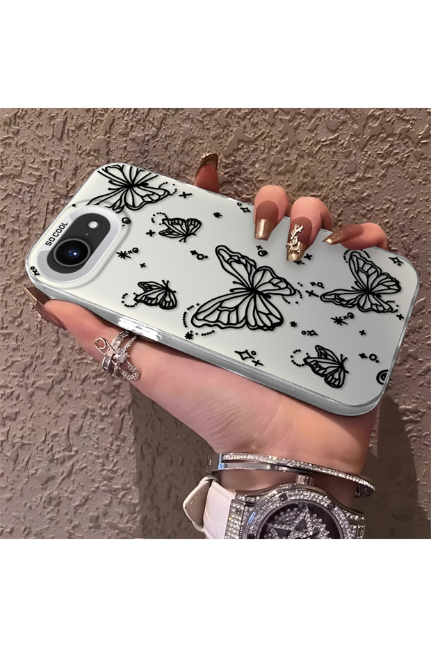 iPhone 16E Compatible Elegant Night Style Butterfly Case, Durable Protective Case for Daily Use