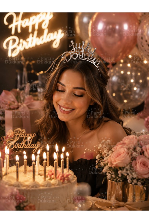 Silver Metal Happy Birthday Crown – Birthday Crown, Adult and Child Compatible Shiny Metal Crown