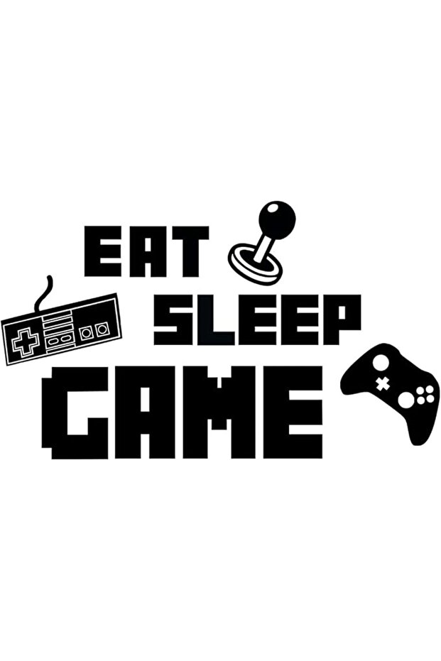 آلة لعبة الحروف الإنجليزية DIY، ملصق حائط بتصميم EAT SLEEP GAME، أسود
