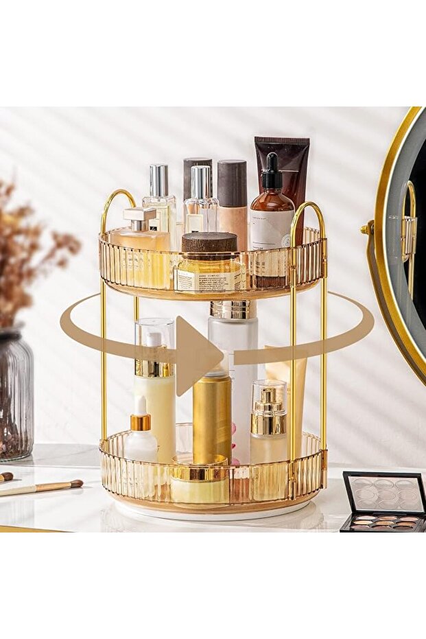360 Rotating Makeup Organizer for Vanity, Bathroom Countertop Organizer Spinning Perfume Organizer,
