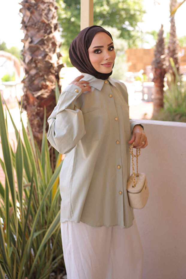 Çağla Buttoned Double Pocket Shirt