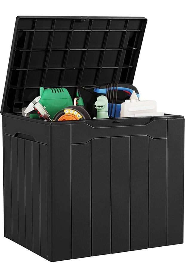 106L Large Capacity Resin Outdoor Storage Box Lockable Deck Box