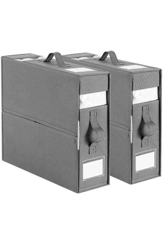 Bed Sheet Organiser, 2 Pack Bedding Storage Box with Handle and Clear Window, Foldable Bedding Organ