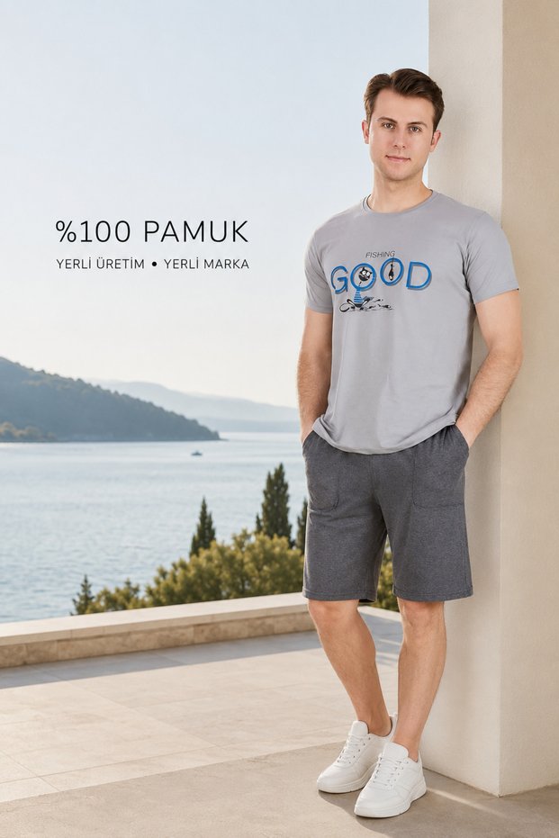 Men's Two-Piece Set 100% Cotton, Summer, Gym, Athlete, Football, Fitness, Jogging, Home Wear Anti-Sweat