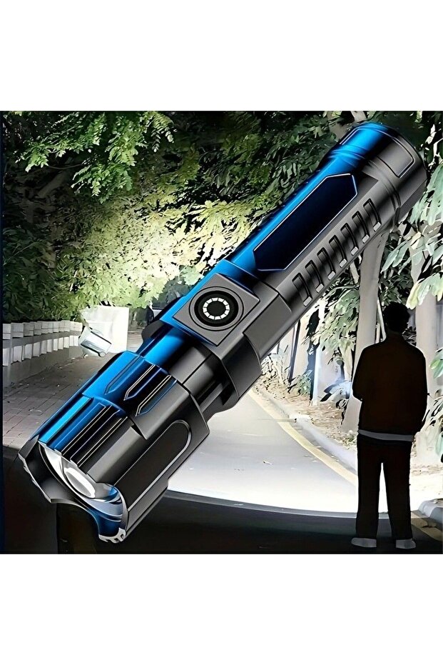 2pcs丨Smart‑Chip Controlled LED Tactical Flashlight, Optical Convex Lens High‑Lumen Torch, Shock‑Resistant Non‑Slip Grip Portable Rechargeable Outdoor Flashlight