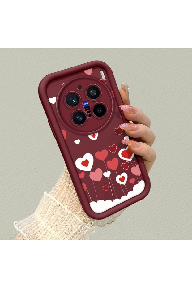Vivo X200 Pro Compatible Colorful Heart Balloon Pattern Silicone Case, Stylish Impact Protection