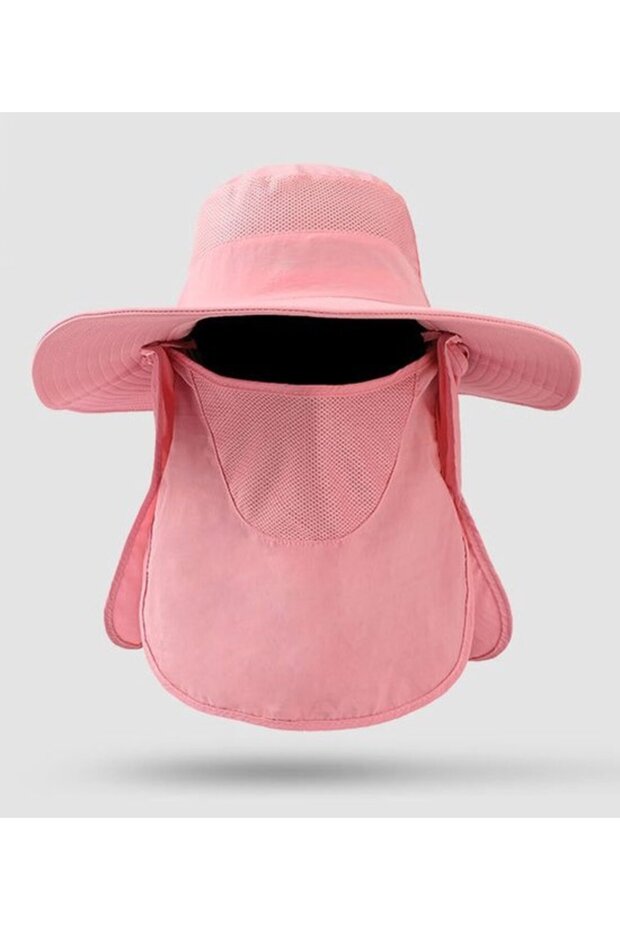 Sun hat dark green detachable neck protector UPF50+ foldable.