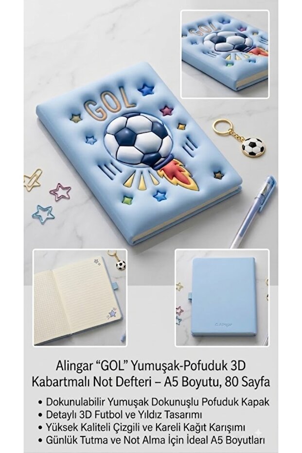 3D Sponge Embossed Commemorative Daily Memory Notebook 14 × 21 cm 80 Sheets