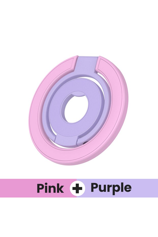 pink and purple Double Sided Color-Matching Folding Magnetic Clip Ring Stand 360° Rotating Metal Sta