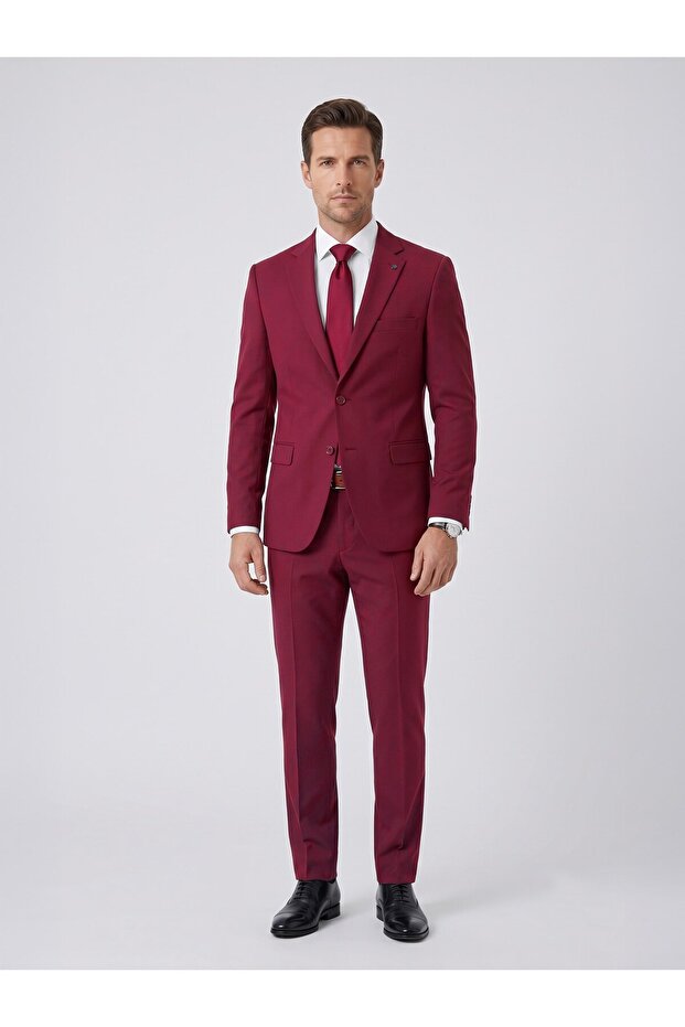 Men's Classic 2-Piece Suit 2 Buttons Slim Fit Stretch Fabric Double Slits 7 Drop