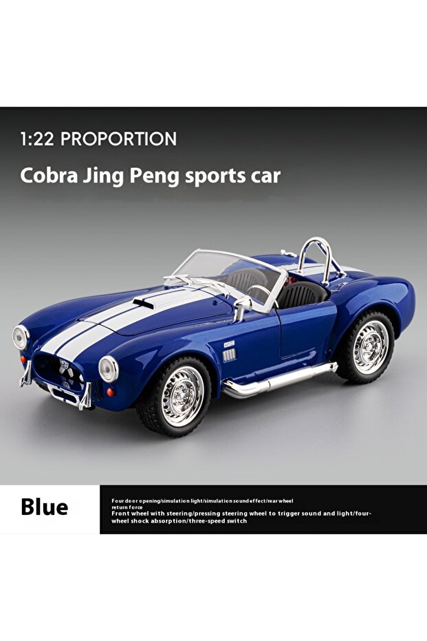 boxed blue 1:24 1965 Shelby Cobra Convertible Roadster Model Simulation Sound Light Pulling T