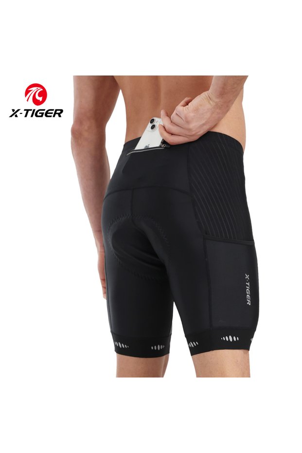 XXL Black X-TIGER Premium Road Bike Shorts With 5D Gel Pads Men's Cycling Shorts With Zippered Pocke