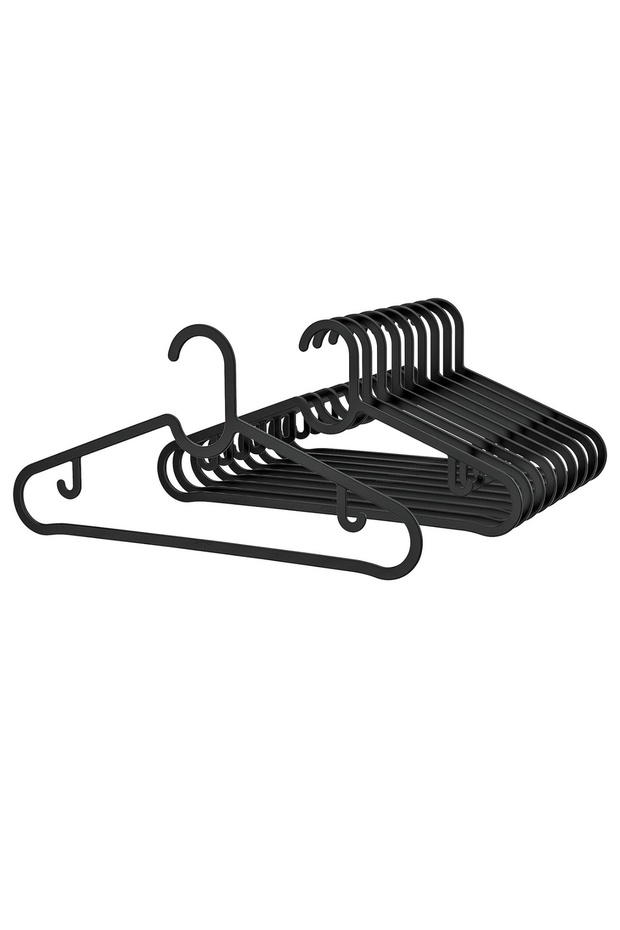 Black Solid Clothes Hanger 10 Pieces