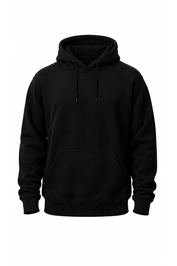 Unisex Kangaroo Pocket Hooded 100% Cotton 3 Thread Thick Winter Sweatshirt