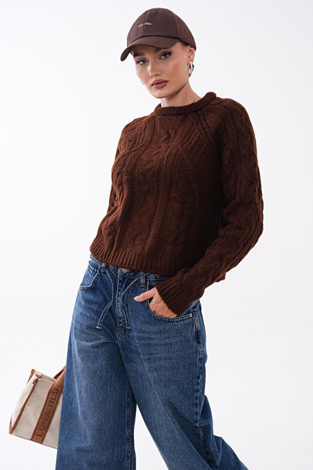Women's Knitted Patterned Knitwear Knitted Sweater 265031 -