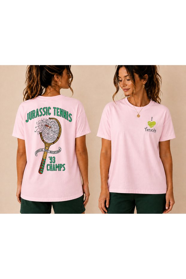 Unisex Oversize Tennis Printed T-Shirt 100% Cotton Tennis Themed Comfortable Fit Short Sleeve T-Shirt