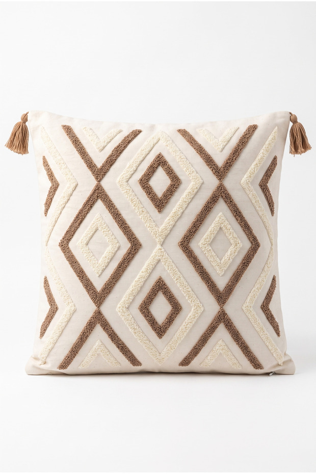 Ethnic Patterned Geometric Embroidered Decorative Throw Pillow Cover (Without Inner Filling)