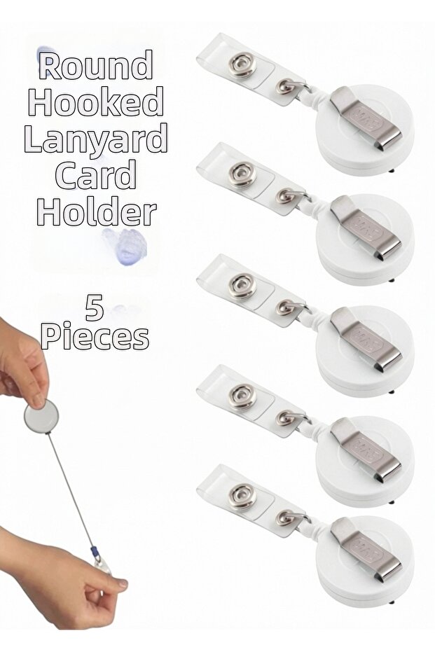Round Hook Yoyo Name Tag Hanger White 5 Pcs