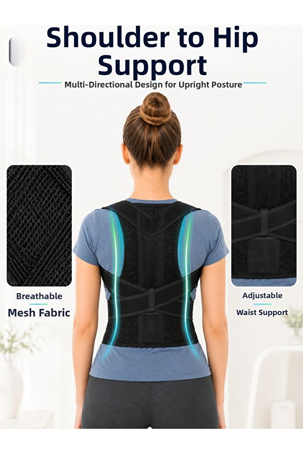Premium Upright Posture Corset with Mesh Back and Lumbar Support, Adjustable Shoulder Support Corset