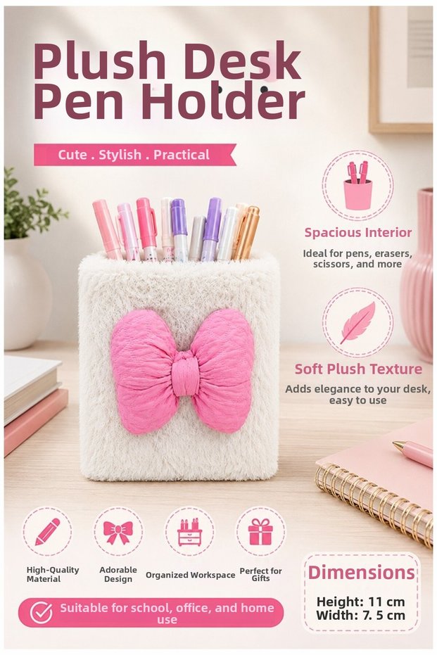 Desktop Plush Pen Holder Organizer 1 Piece Pp-283 Colorful Desk Top Pen Holder Organizer Plastic Office B