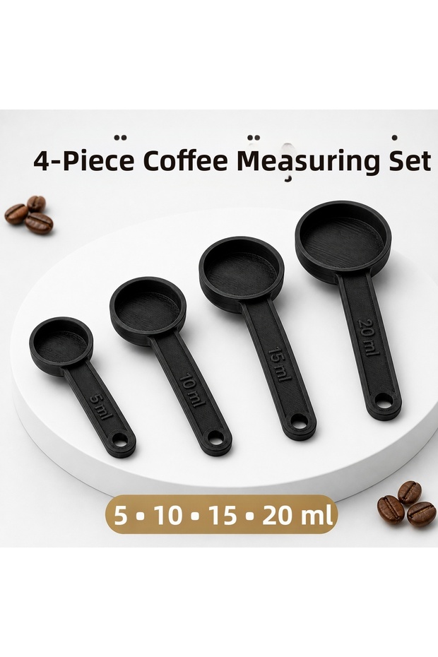 4-Piece Black Coffee Scale Set 5-10-15-20 ml – Measuring Spoon for Coffee and Kitchen