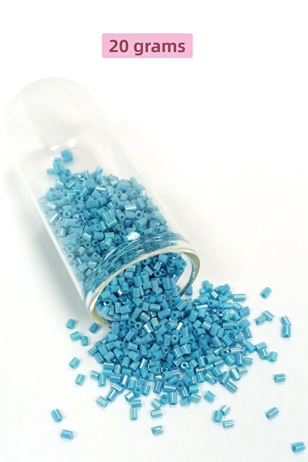 Cut Glass Beads 2mm - 20 Grams - Cyan Blue -Bnc347