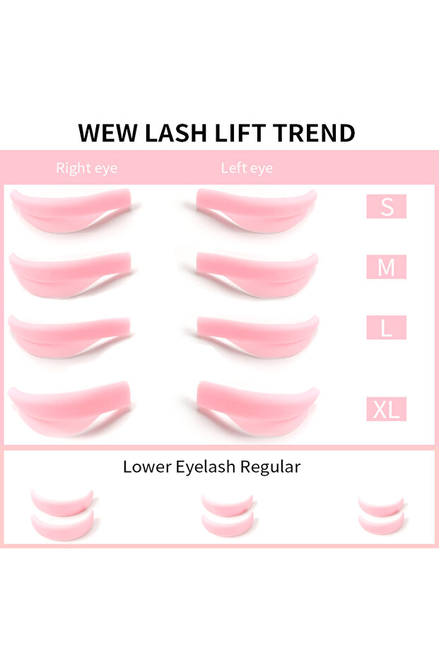 Pink 14Pcs 7 Sizes Hot Sale Lash Lift Rods, Lash Lift Shield for Eyelash Perming, Upper and Lower La