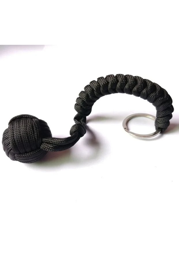 black High Quality Outdoor Self-Defense Monkey Fist Steel Ball Paracord Key Chain Survival Safety Pr