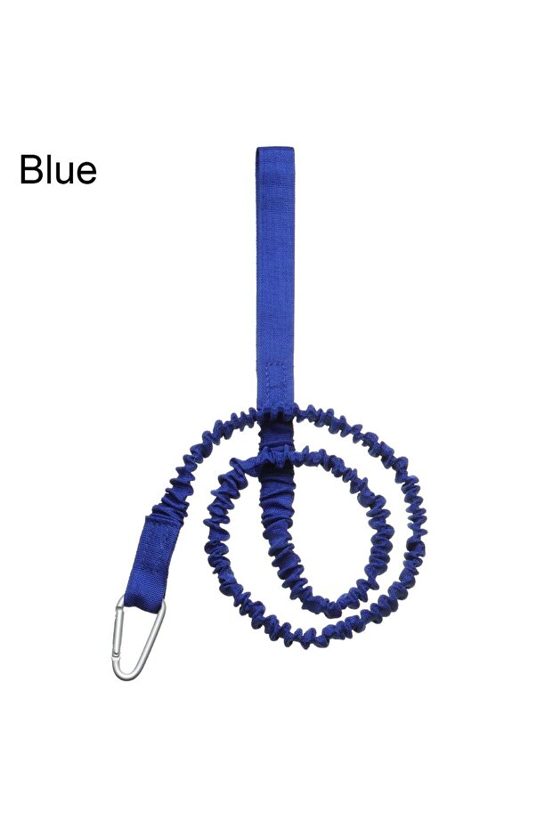 blue Adjustable Elastic Kayak Canoe Paddle Leash Fishing Rod Leash Safety Rope Carabiner Rowing Boat