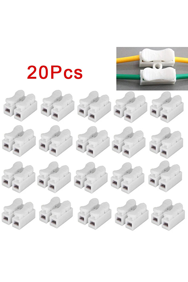20Pcs CH2 Spring Quick Wire Connector Cable Clamp 2p Electrical Crimp Erminal Block 2 Way Easy Fi...