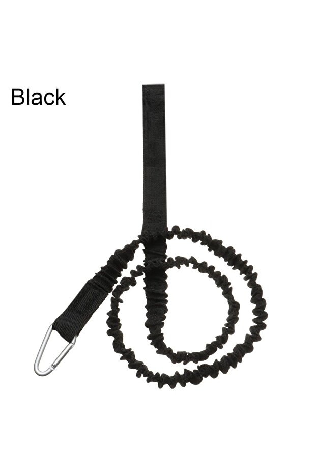 black Adjustable Elastic Kayak Canoe Paddle Leash Fishing Rod Leash Safety Rope Carabiner Rowing Boa