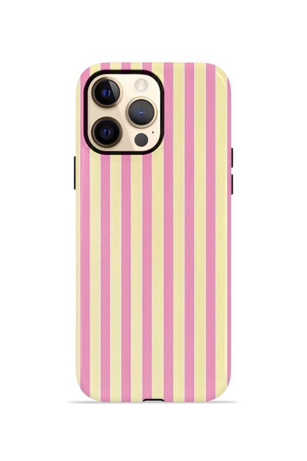 iPhone 12 Pro Max Vorian Double Layer Case Pink Lemon Pinstripe